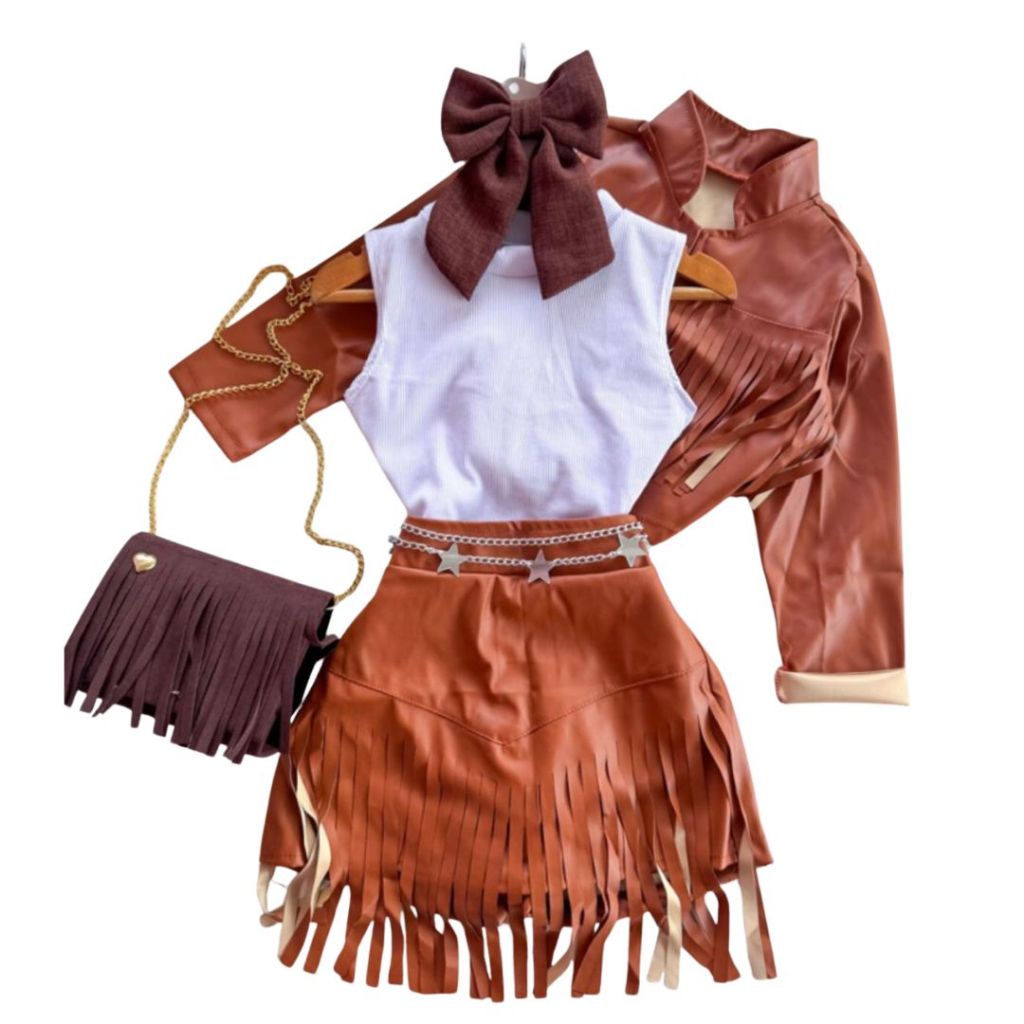 Conjunto Infantil 3 Peças Estilo Boiadeira em Corino Inverno — Qualidade e Menor Preço em Oferta na Shopee