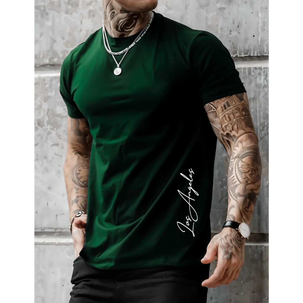 Camiseta Masculina Los Angeles City Camisa 100% Algodão  Malha 30.1 Estapada em DTF em Oferta na Shopee