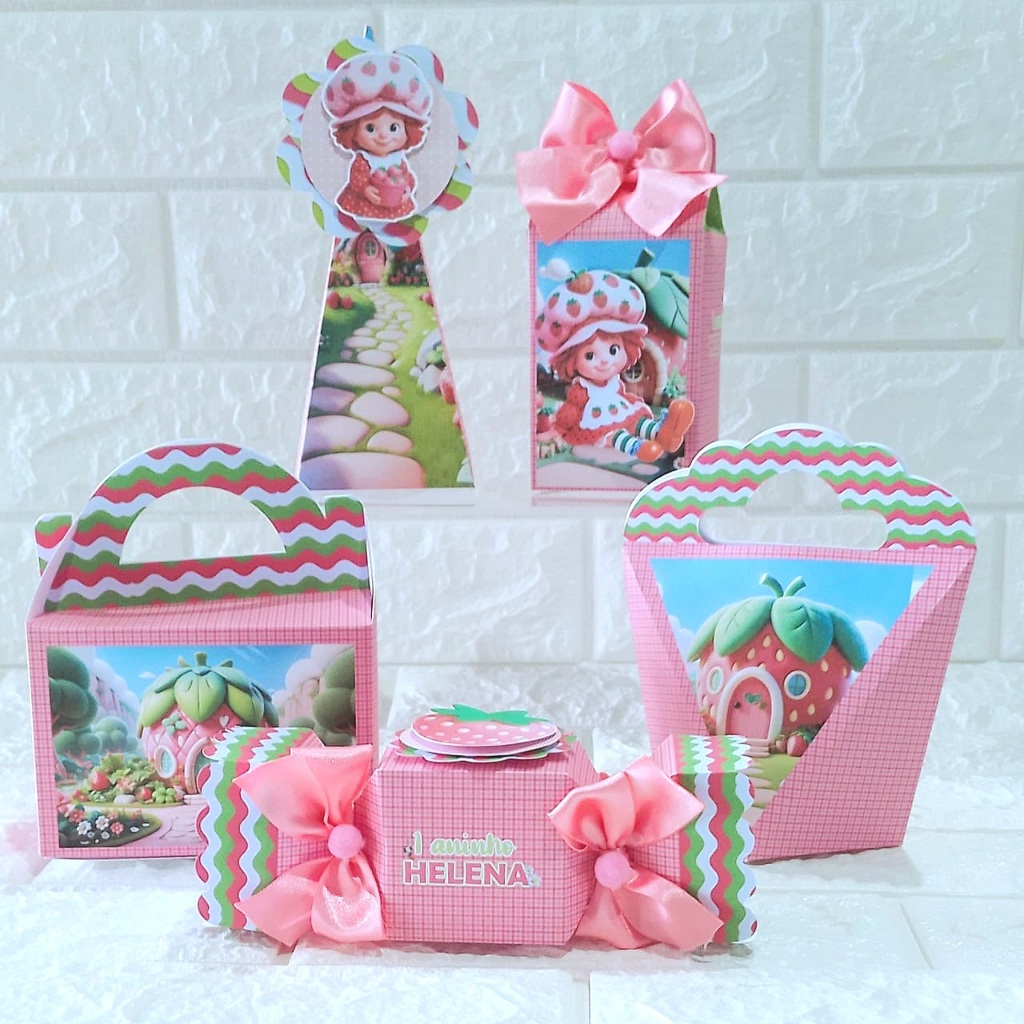 Kit festa Moranguinho-Lembrancinhas personalizadas- Caixas personalizadas--Lembrancinha de aniversário e festas.