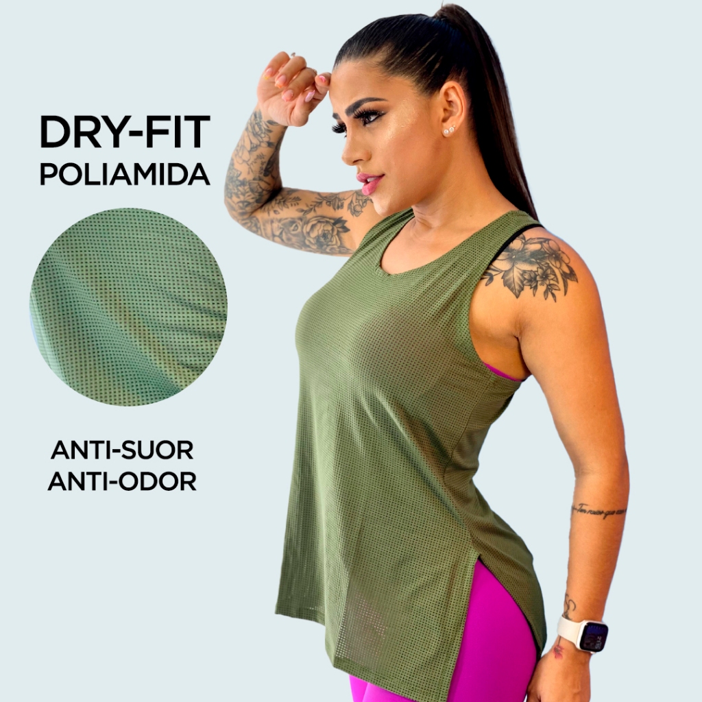 Regata Feminina Academia Tapa Bumbum Dry Fit Poliamida Premium Anti Odor Secagem Rápida em Oferta na Shopee