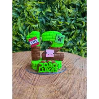 VELA PERSONALISADA EM BISCUIT Minecraft COM NOME  E PAVIO em Oferta na Shopee