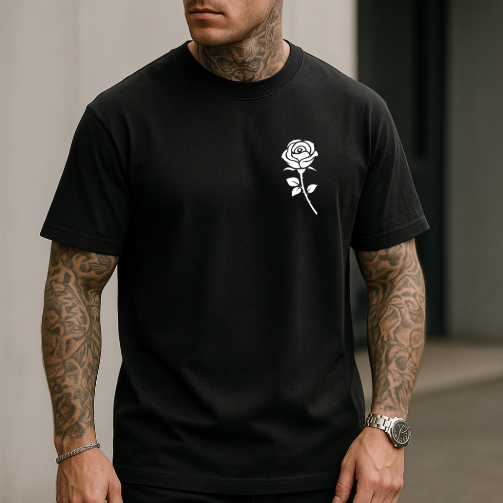 Camiseta Masculina Flor Estampada Tecido Algodão Camisa Streetwear Unissex Blusa Masculina Premium