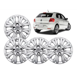 Jogo Calota VW Gol G7 2017 2018 2018 2019 2020 Aro 14 + Emblema Resinado