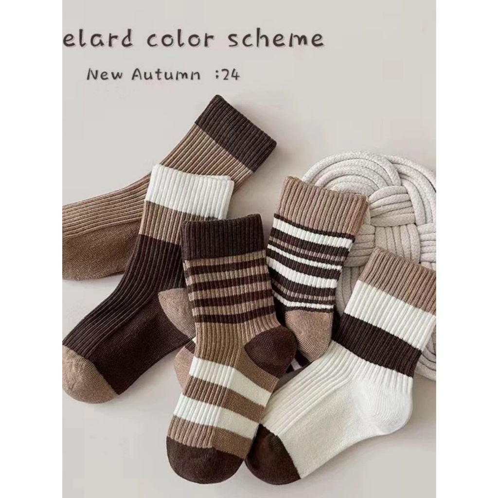 Kit 3 6 12 Meias Cano Médio Estilo Vintage Elegante Tons Terrosos Femininos 35-40 em Oferta na Shopee