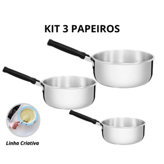 KIT 3 Panelas Papeiro de Alumínio CRIATIVO - N° 14 - 16 - 18 - ALUMIC em Oferta na Shopee