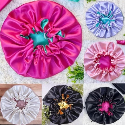 Kit 3/6/9/12 Unidades toucas de Cetim dupla face com regulador anti frizz