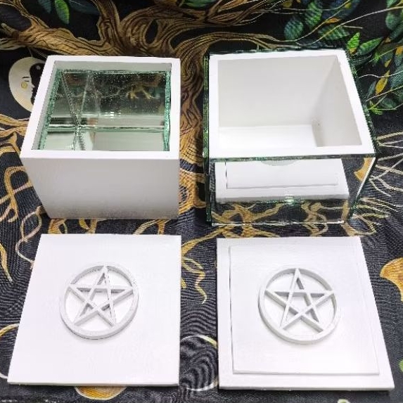 Caixa de espelho Branca de Proteção e Banimento Magia Wicca em Oferta na Shopee