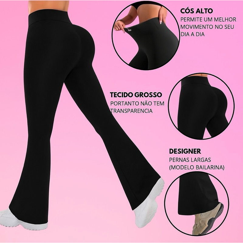 Calça Bailarina Flare Feminino legging Cintura Alta