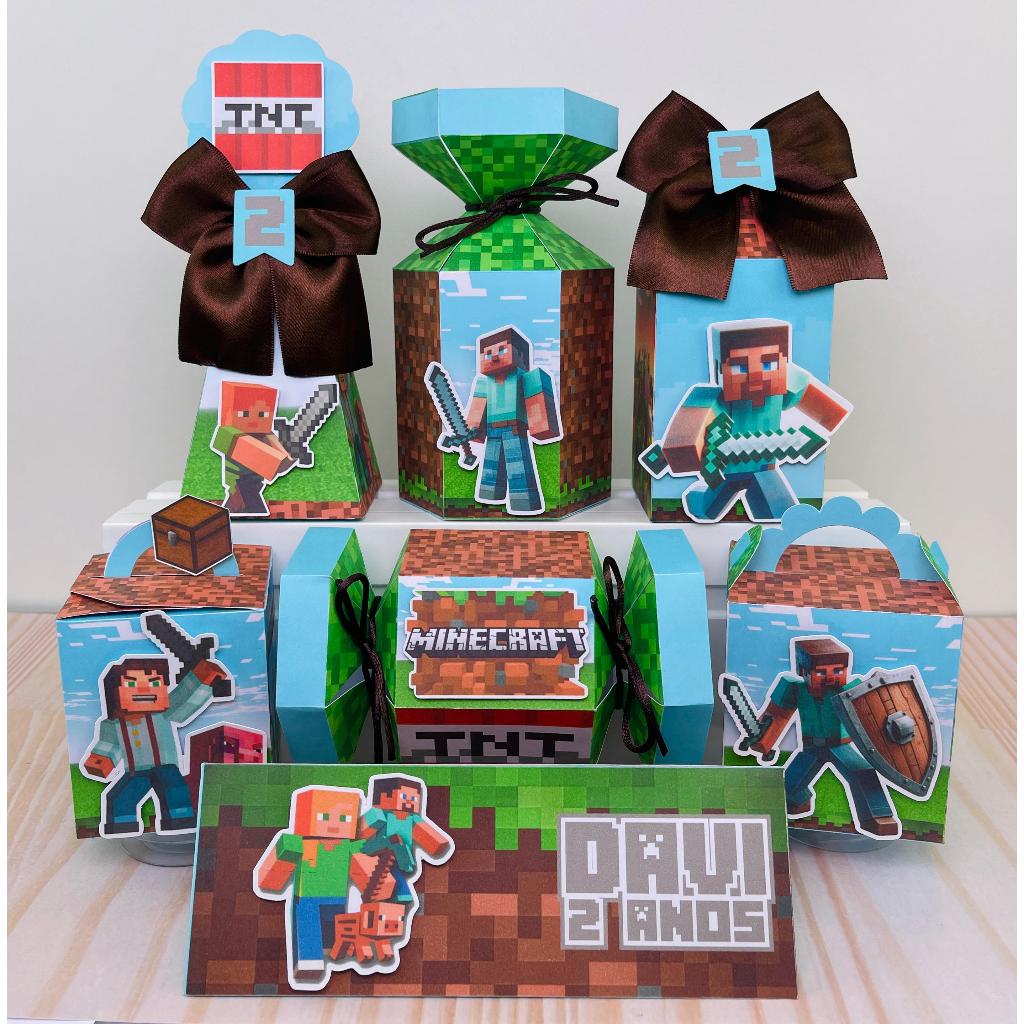 kit festa de aniversário Minecraft aniversário lembrancinha caixinha personalizada