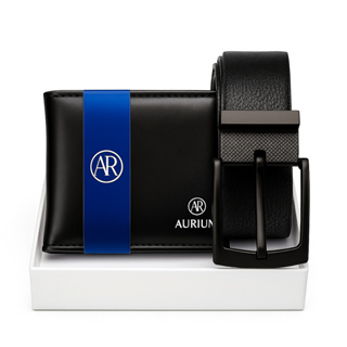 Kit Carteira Masculina Couro AURIUM + Cinto Masculino Preto Ajustável com Fivela de Metal Preta em Oferta na Shopee