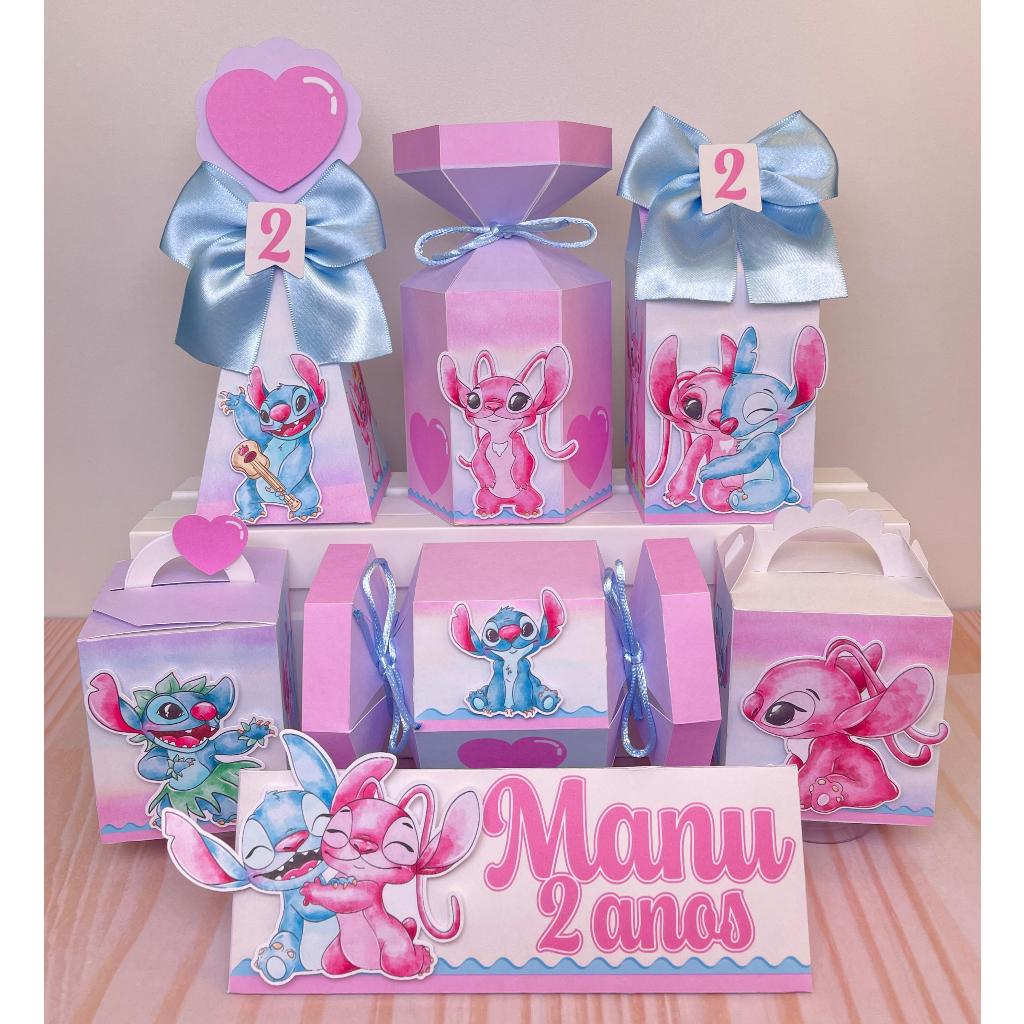 kit festa de aniversário stitch angel aniversário lembrancinha caixinha personalizada