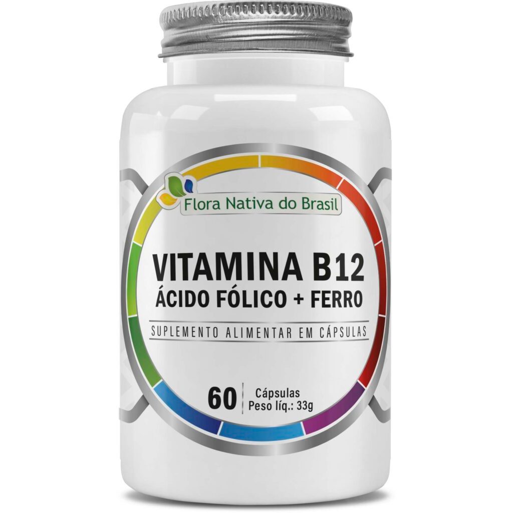 VITAMINA B12 COM ACIDO FOLICO E FERRO 60 CAPS FLORA NATIVA em Oferta na Shopee