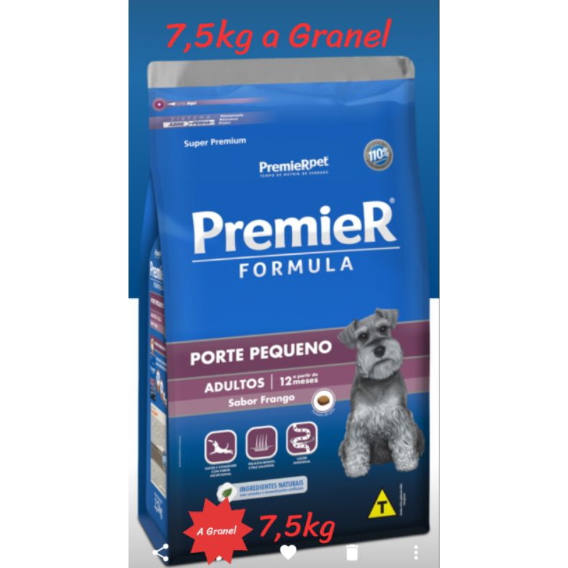 7,5kg a granel, PREMIER FÓRMULA RAÇAS PEQUENAS, sabor FRANGO, ração para cachorro adultos raças pequenas, Super Premium.