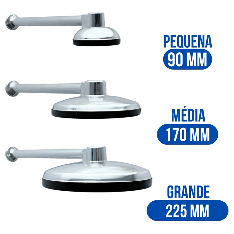 Chuveiro Ducha Cromada Preta ou Branca Cano de 30cm Quintal Piscina Banheiros em Oferta na Shopee