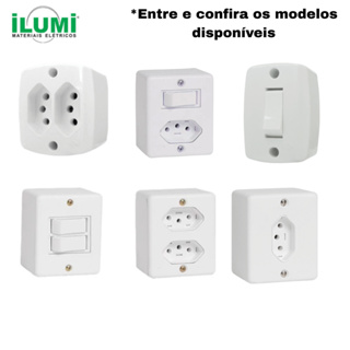 Conjunto interruptores e tomadas de Sobrepor Externo em Oferta na Shopee