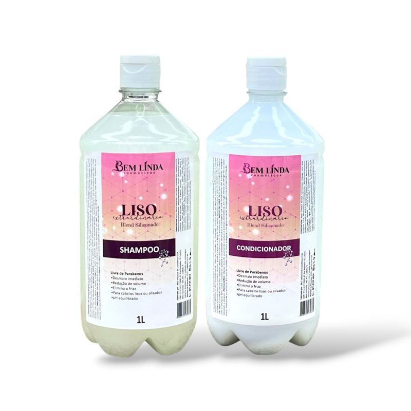 KIT Shampoo e Condicionador LISO EXTRAORDINÁRIO 1 Litro - cabelos perfeitos lisos brilho maciez