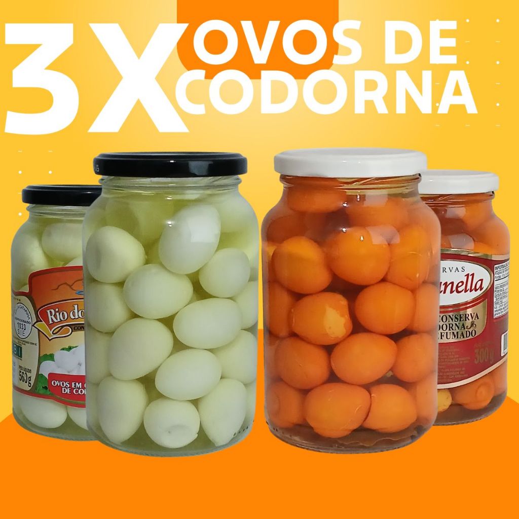 Kit 3 Ovo De Codorna Em Conserva Defumados Tradicionais 300g Rio do Morro Giovanella