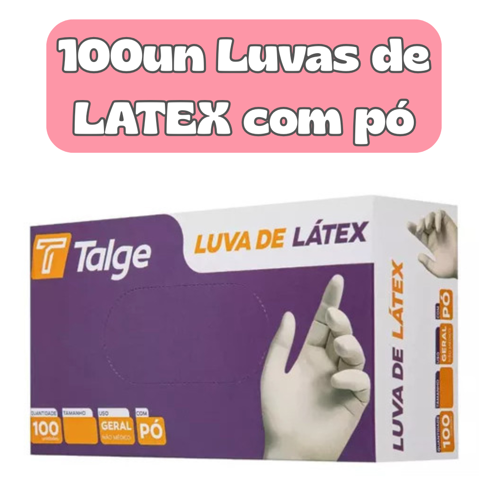 100un Luva de Látex com Pó | Descartável, Higiênica e Segura | Ideal para Estética e Procedimentos em Oferta na Shopee