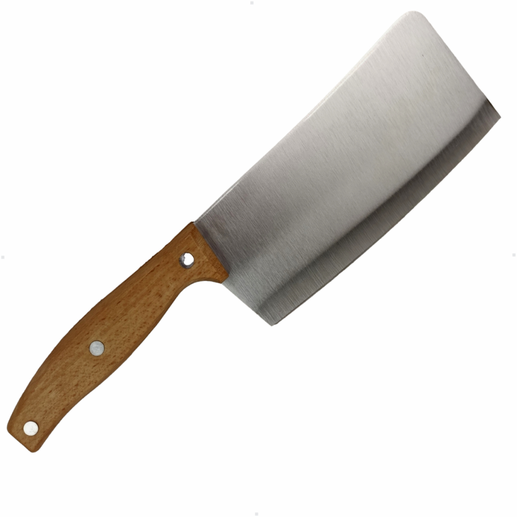 Cutelo Machadinha 6 Polegadas Faca de Cozinha Lâmina Aço Inox Cabo Madeira Facão Utensilio de Corte