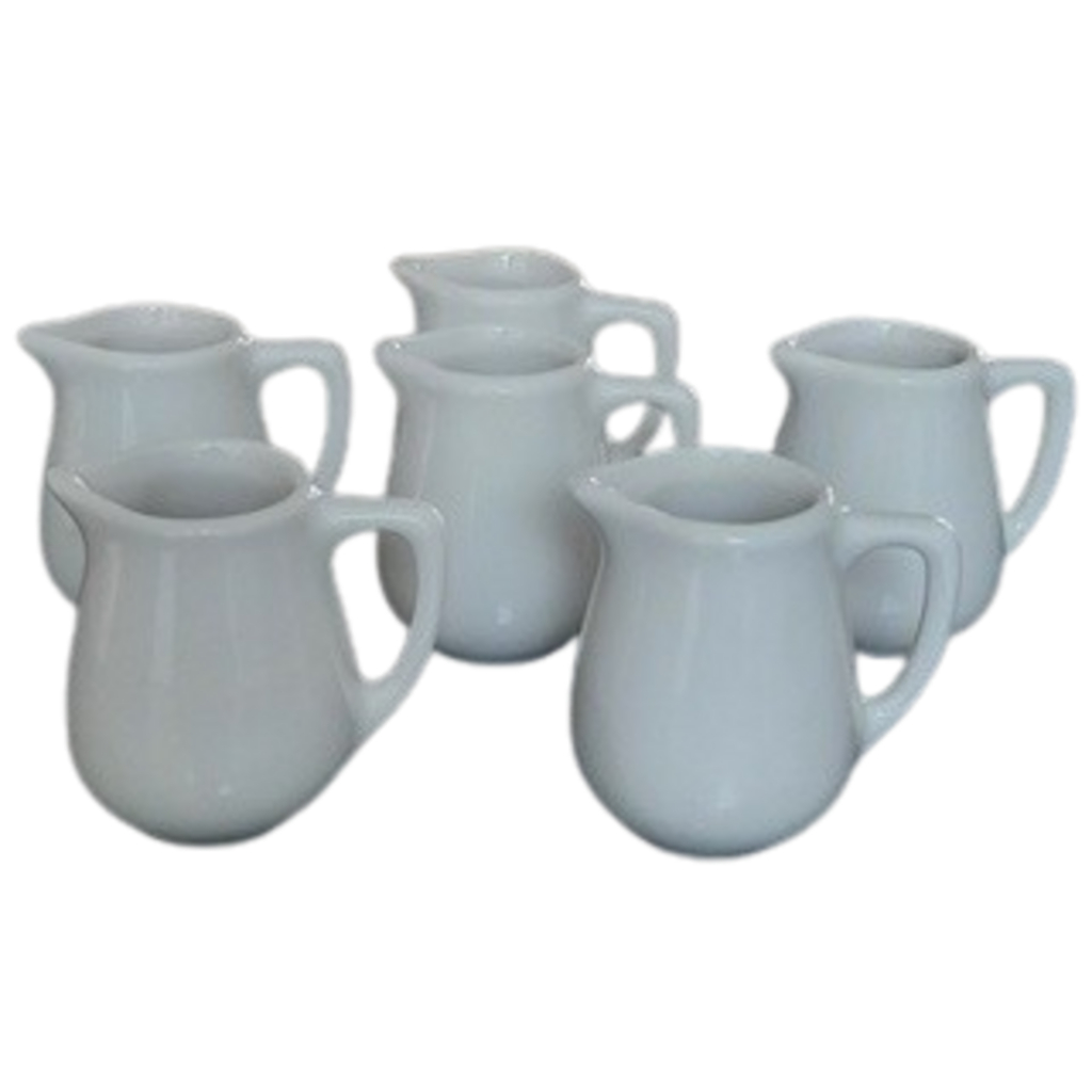 Kit 6 Jarras 60ml p/ molhos e caldas - Porcelana Branca e Off White