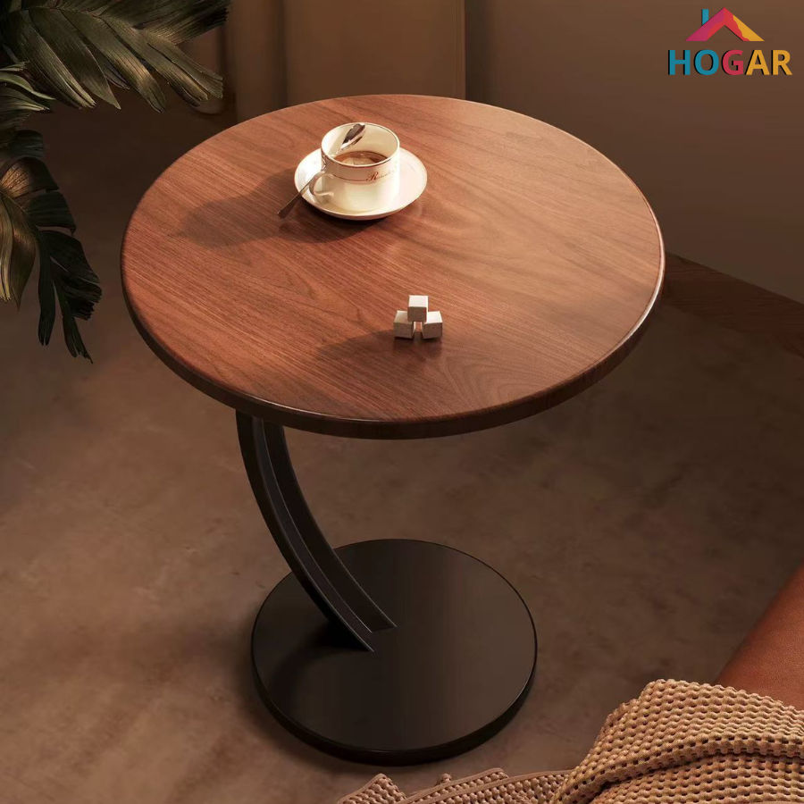 Mesa Decorativa Auxiliar Redonda Formato de C Mesa Lateral de Canto para Café Sala Escritório