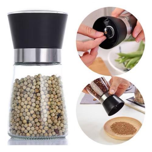 Moedor De Sal Pimenta Especiarias De Vidro Premium e Inox 180ml em Oferta na Shopee