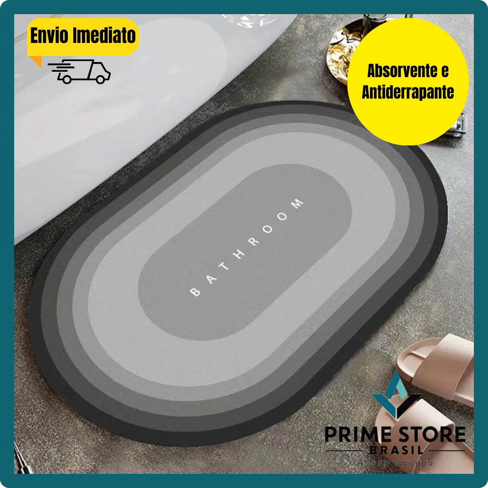 Tapete Oval Absorvente de Banheiro Secagem Rápida Antiderrapante Puxa Água