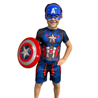 Fantasia Infantil Do Capitão América Com Máscara E Escudo em Oferta na Shopee