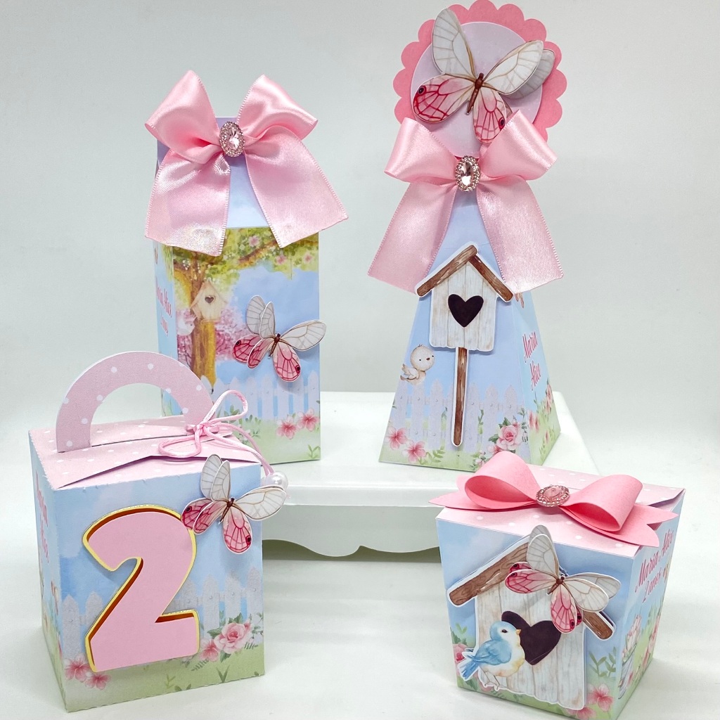 Kit Festa Jardim das Borboletas Personalizado /Lembrancinhas / Aniversários /Festa / Caixinhas Mil Pirâmide