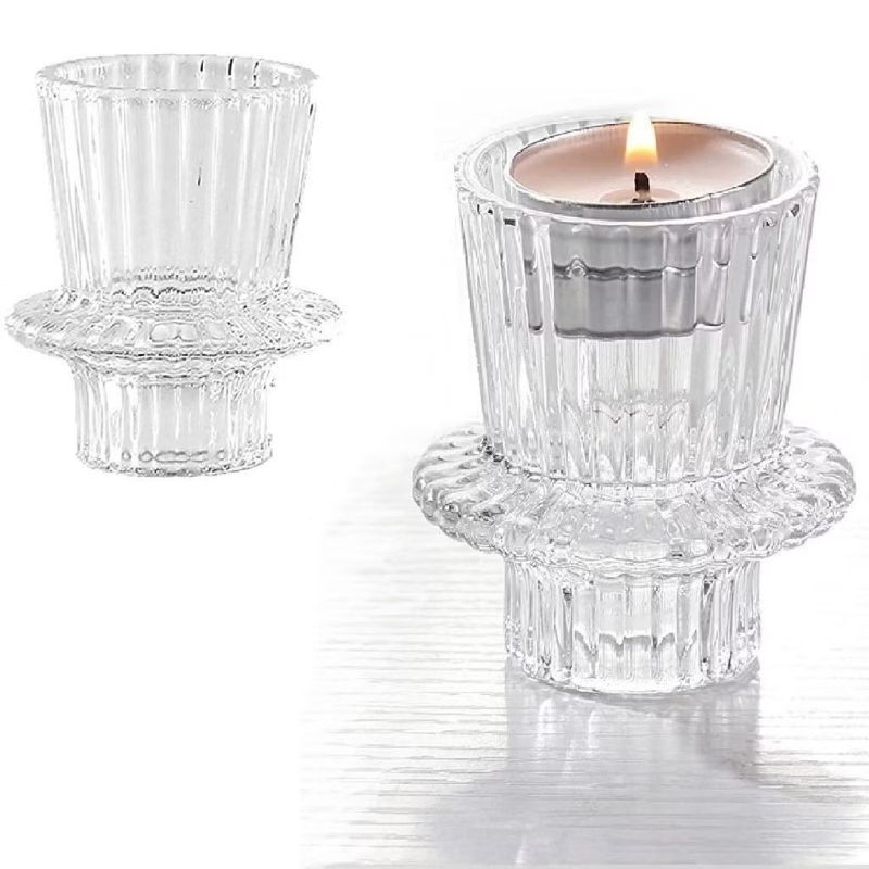 Castiçal de Cabeça Dupla - Porta Vela de Vidro para Decoração - Enfeite, Casamento, Natal, Mesa Posta
