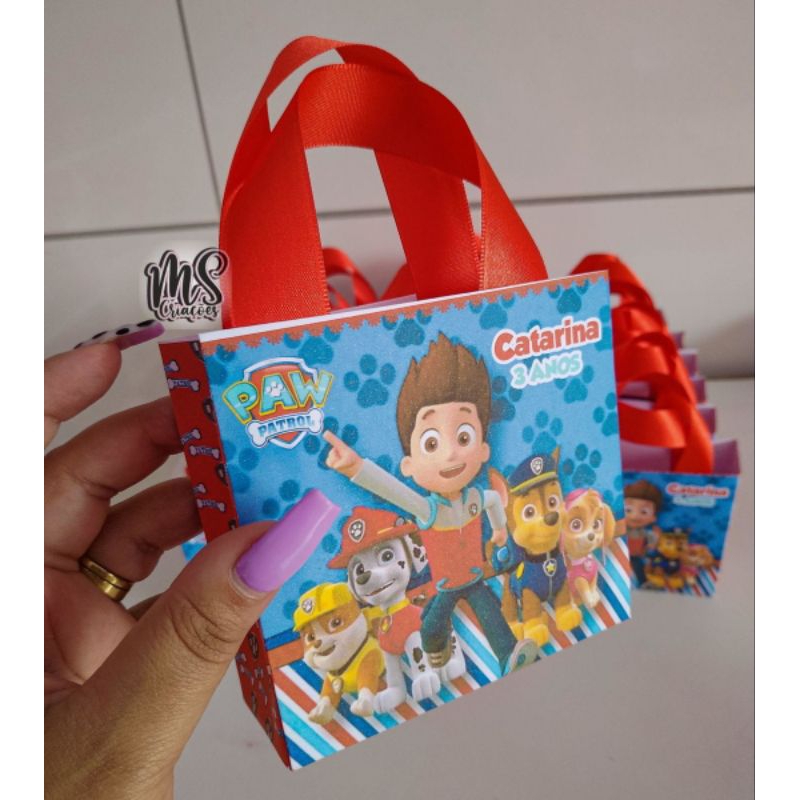 Kit 20 Mini Sacolinhas Surpresas, Patrulha Canina Lembrancinhas Aniversário Personalizadas.