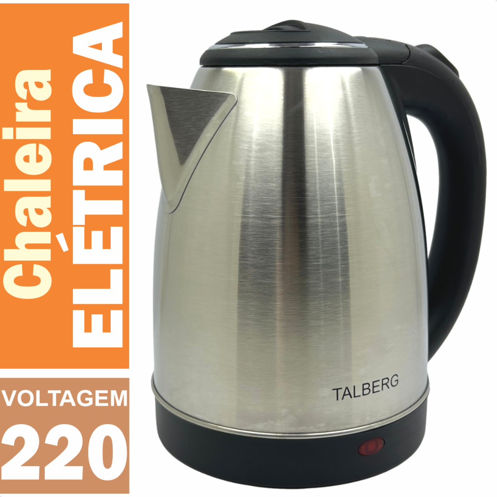 Jarra Chaleira Elétrica Inox Jarro Garrafa Bule Base Giratória Aquecimento Rápido 1,8 Litros 220v