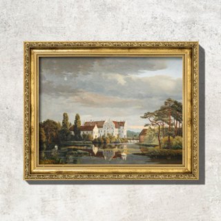 Quadro - Mansão de Gisselfeld na Zelândia - C.V.M. Jensen - Com Moldura em Oferta na Shopee