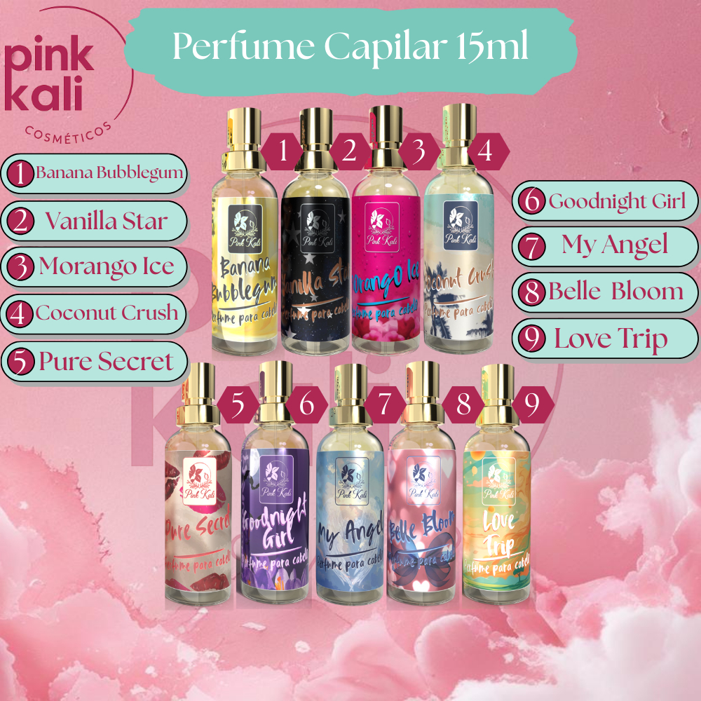 Escolhao seu: Perfume Capilar 15ml - Pink Kali - Perfume - unissex - feminino - Masculino - asad - Cabelo -