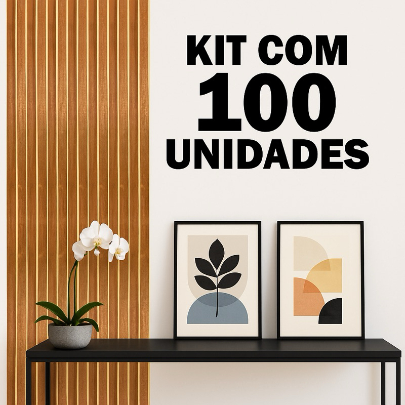 Kit até 100 Placas Ripado autocolante Painel Decorativo em MDF Premium 45x11cm | ENVIO IMEDIATO