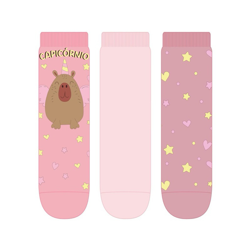 Kit 3 Pares meia Soquete Juvenil e Infantil - Capivara