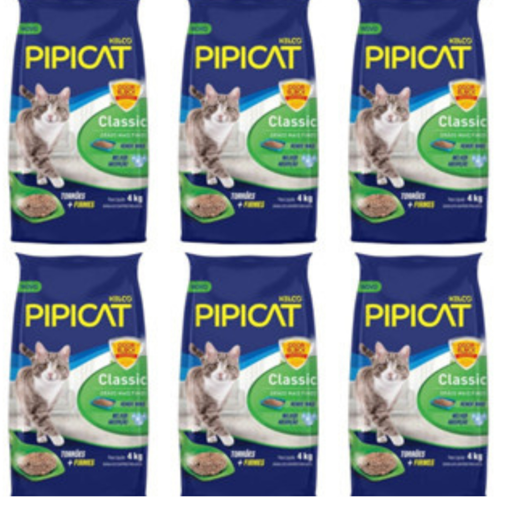 Pipicat Classic  6 unidades kit Areia Higiênica Para Gatos e Hamster