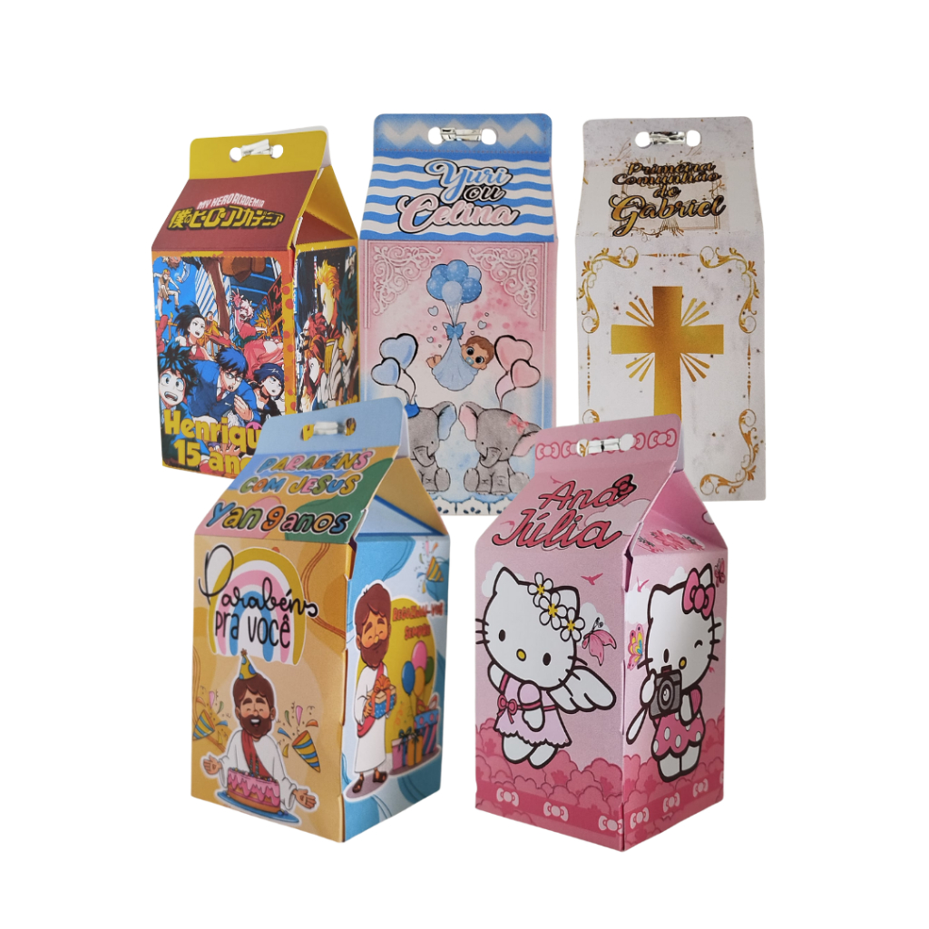 10x Caixinhas Milk Personalizadas com Nome e Idade em Oferta na Shopee