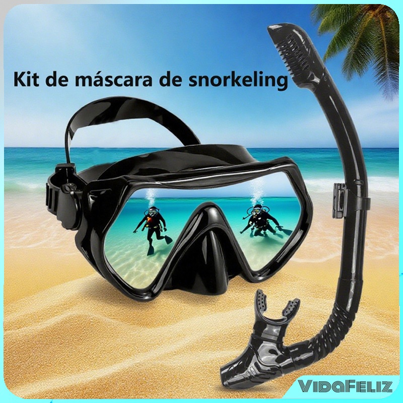 Conjunto De Máscara De Mergulho Antiembaçante E Snorkel , Óculos Com Saia De Silicone Para Adultos Piscina/Snorkeling