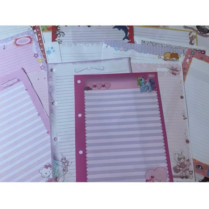 Folhas de fichários anos 2000-Plush Poison,Sanrio,Charmmy Kitty,Jolie,Pucca,Disney,My Little Pony,Meninas Superpoderosas