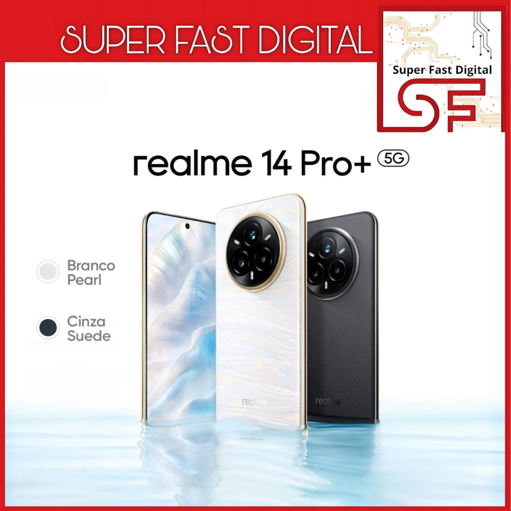 realme 14 PRO+ 5G 512GB ou 256GB + 12GB RAM,, Camera 50MP, Processador Qualcomm Snapdragon 7s , Versão Global