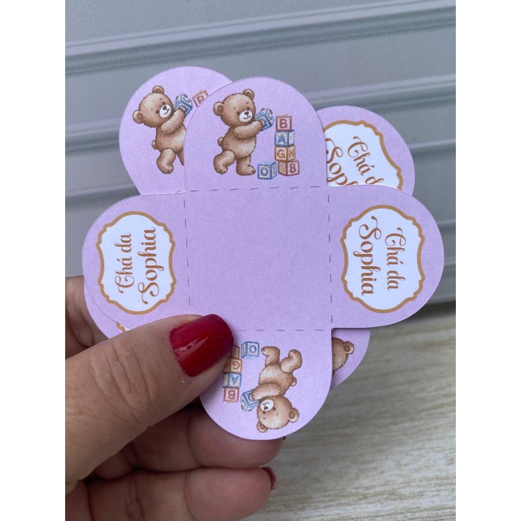 Forminha para doce brigadeiro CHÁ REVELAÇÃO BEBÊ URSINHO ROSA Personalizadas festa