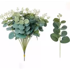 Kit 15 Galhos De Eucalipto 25cm Artificial Decoração Realista Arranjo Toque Real