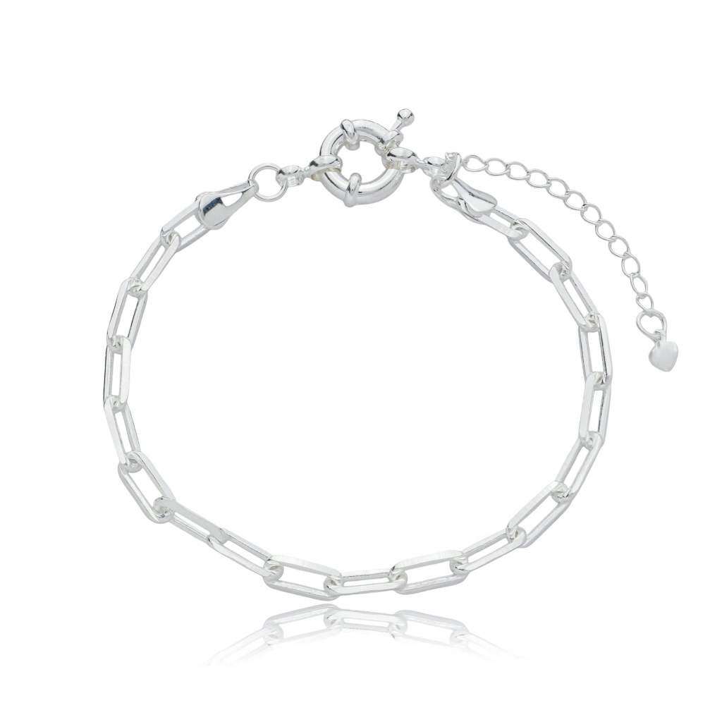 Pulseira corrente com fecho boia banhada à prata 925 em Oferta na Shopee