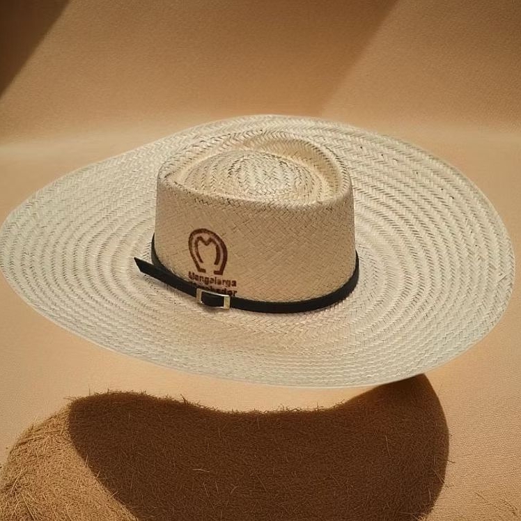 Chapéu carimbo de Palha Dupla Estilo Panamá Carandá com Bandinha de Couro ABA 13 unissex em Oferta na Shopee