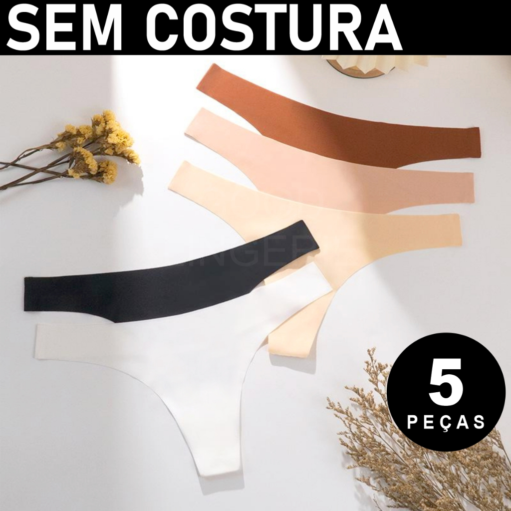 Kit 5 calcinhas confortável sem costura Kit calcinha feminina corte a laser tanga lingerie em Oferta na Shopee