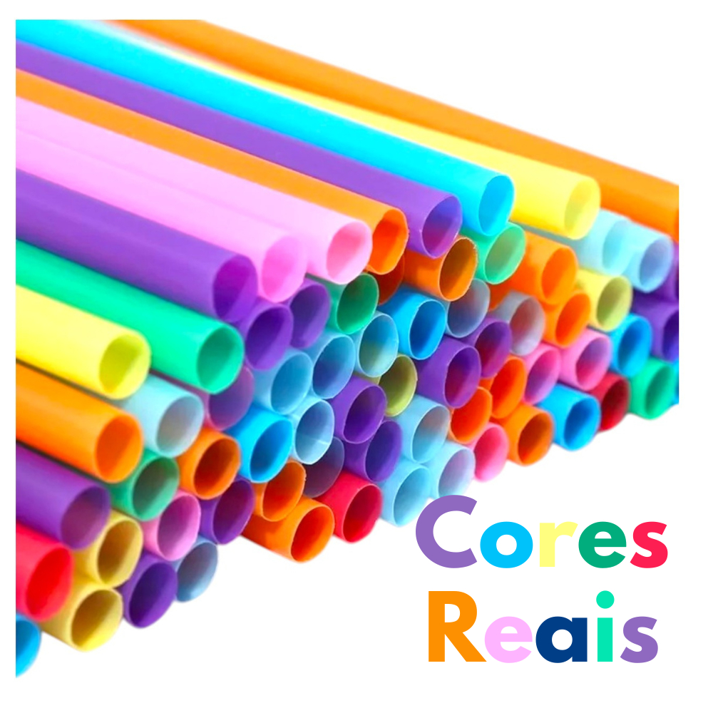 Canudo Plástico Descartável Colorido Short Drink | Cores Sortidas Kit Festa 50 a 250 Un