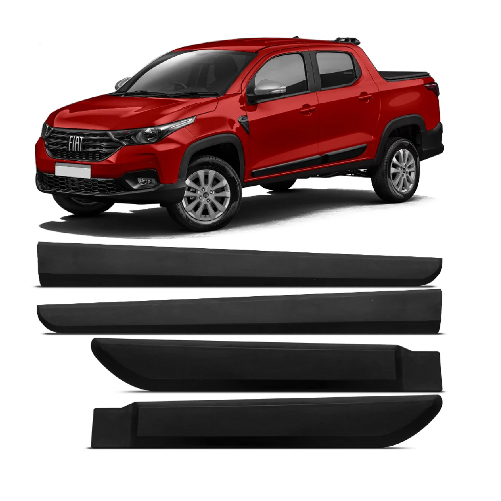 Friso Borrachão Lateral Borracha Nova Strada Cabine Simples 2020 2021 2022 2023 2024 2025 Preto em Oferta na Shopee