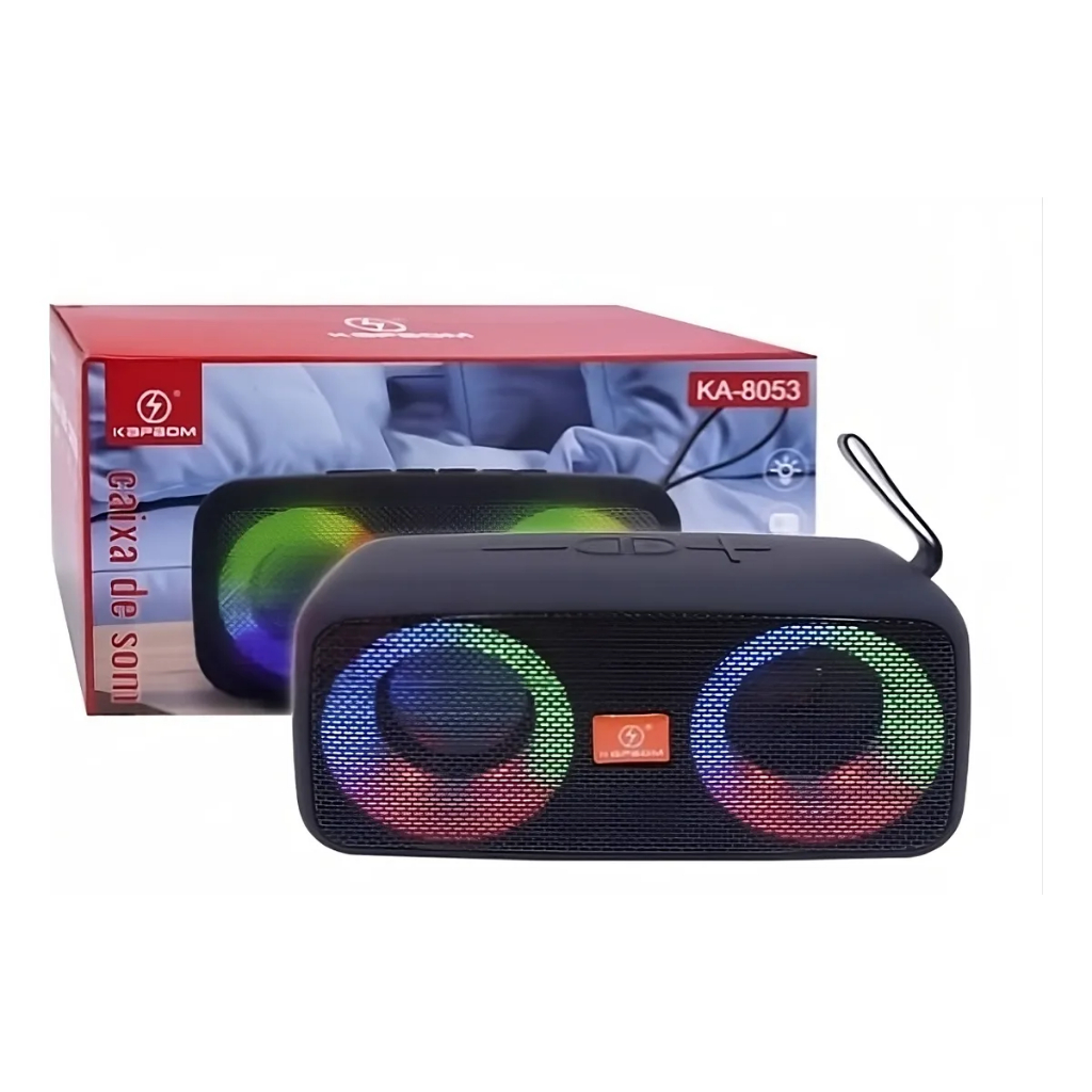 Imagem Caixa de som portátil Kapbom KA-8053 30W Bluetooth USB FM LED colorido 5 horas preto\azul\vermelho