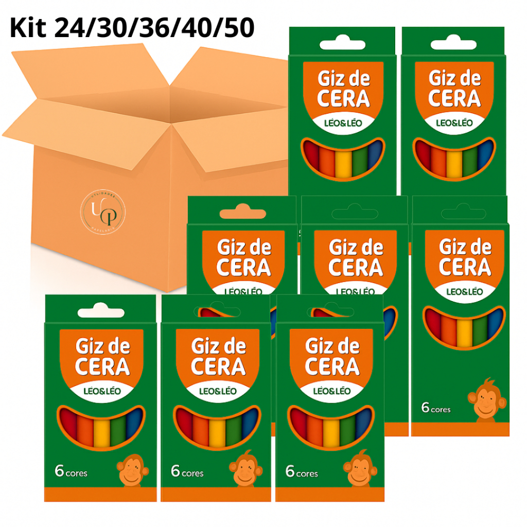 Kit Pacotes de Giz de Cera Mini Leo Leo – 6 Cores Vibrantes, 30g Para Lembrancinhas e Festas/ medida 11cm x 4,5 cm em Oferta na Shopee
